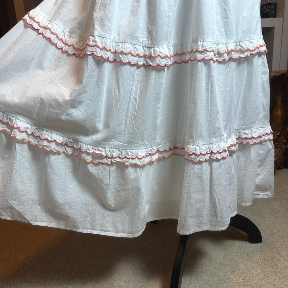 J.Crew Womens White Dress Sleeveless Maxi Dress Ruffle Trim Smocked Back Sz10 - Picture 9 of 13